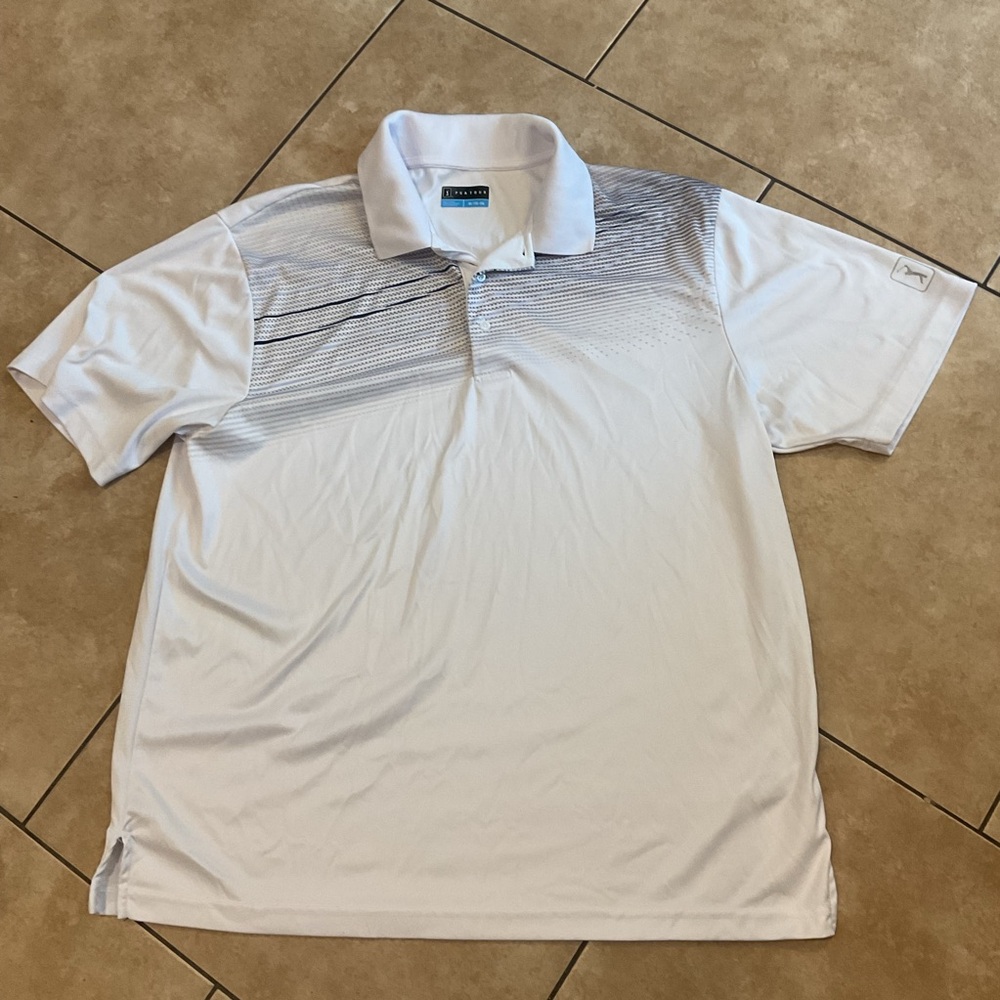 PGA Tour White Polo with Gray Detail